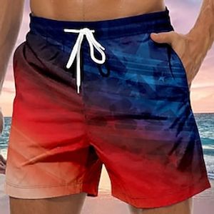 Men's Board Shorts Swim Shorts Swim Trunks Summer Shorts Beach Shorts Drawstring with Mesh lining Elastic Waist Color Block Star Graphic Prints Quick Dry Short Casual Daily Holiday Boho Hawaiian Red Lightinthebox