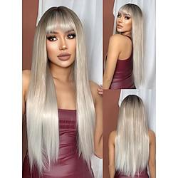 Synthetic Wig Uniforms Career Costumes Princess Straight kinky Straight Middle Part Layered Haircut Machine Made Wig 28 inch Light Blonde Synthetic Hair 28 inch Women's Cosplay Party Fashion Blonde Lightinthebox