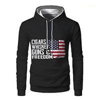 Men's Pullover Hoodie Sweatshirt Graphic Patterned American Flag Print Hooded Daily Sports Streetwear Other Prints Casual Big and Tall Hoodies Sweatshirts  Long Sleeve Black miniinthebox - thumbnail