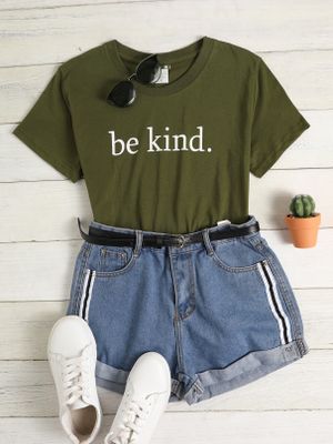 Casual Letter Print Design Crew Neck Short Sleeves Tee Casual Letter Print Design Crew Neck Short Sleeves Tee