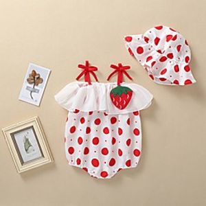 2 Packs Baby Girls' Basic Polka Dot Print Print Sleeveless Bodysuit Red Yellow Green miniinthebox