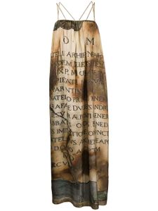 Uma Wang graphic print maxi dress - Brown