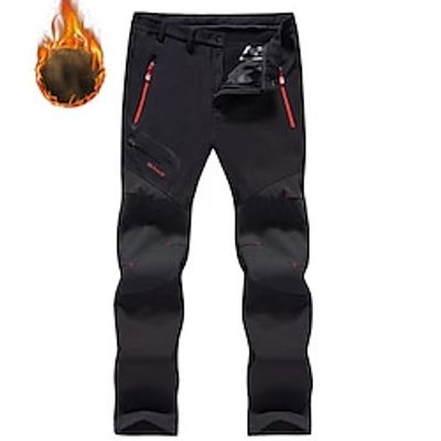 Men's Sherpa Cargo Pants Fleece Pants Softshell Pants Hiking Pants Pocket Plain Waterproof Comfort Outdoor Daily Going out Fashion Casual Black Army Green Lightinthebox