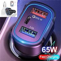 65W USB C car charger Super PDQC 3.0 dual port fast charger adapter mobile phone upgrade Lightinthebox - thumbnail