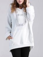 Solid Letter Hooded Loose Hoodie