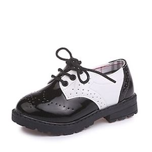 Boys Girls' Oxfords Daily Dress Shoes Flat Lightweight Leather PU Casual / Daily Dress Shoes Little Kids(4-7ys) School Wedding Party Dancing Bowknot Split Joint Strappy Black White Fall Spring miniinthebox