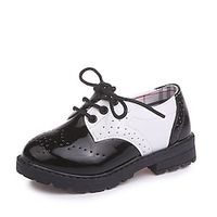 Boys Girls' Oxfords Daily Dress Shoes Flat Lightweight Leather PU Casual / Daily Dress Shoes Little Kids(4-7ys) School Wedding Party Dancing Bowknot Split Joint Strappy Black White Fall Spring miniinthebox - thumbnail