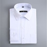 Men's Shirt Solid Colored Long Sleeve Work Slim Tops Business Basic Spread Collar White / Fall / Spring miniinthebox - thumbnail