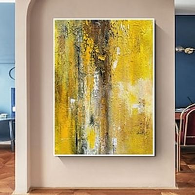 Large Abstract Painting Hand Painted Wall Art painting Oversized Painting Yellow Painting Gold Painting for Living Room Wall Art Abstract Painting Home Decoration Decor ready to hang or canvas Lightinthebox
