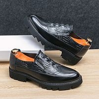 Men's Loafers  Slip-Ons Comfort Loafers Platform Loafers Crocodile Pattern Business Casual British Daily PU Breathable Comfortable Slip Resistant Loafer Black Spring Fall Lightinthebox - thumbnail