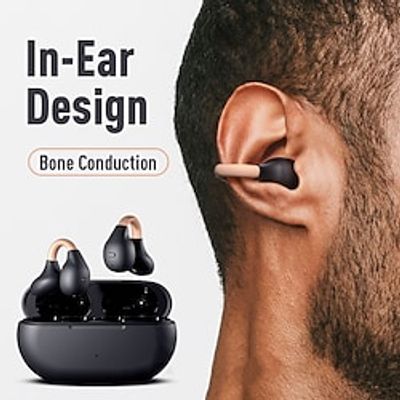 Wireless Ear Clip Bone Conduction Headphones fones Bluetooth 5.3 Ear Clip on Ear Earring sports earphones earbud hooks with Mic miniinthebox