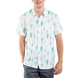 Men's Shirt Summer Hawaiian Shirt Floral Graphic Prints Turndown Black White Light Green Outdoor Street Short Sleeves Button-Down Print Clothing Apparel Tropical Fashion Hawaiian Designer Lightinthebox