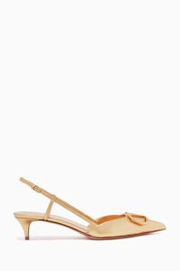 Valentino Garavani VLOGO Slingback Pumps in Metallic Leather