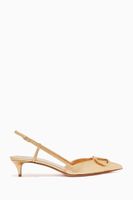 Valentino Garavani VLOGO Slingback Pumps in Metallic Leather - thumbnail