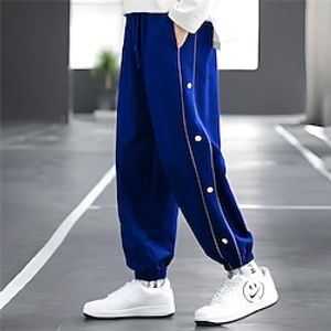 Men's Sweatpants Joggers Trousers Drawstring Elastic Waist Side Button Plain Comfort Breathable Casual Daily Holiday Sports Fashion Black White miniinthebox