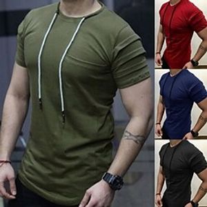 Men's T shirt Tee Solid Color Crew Neck Army Green Red Navy Blue Black Casual Work Clothing Apparel Cotton Cool Muscle miniinthebox