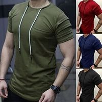 Men's T shirt Tee Solid Color Crew Neck Army Green Red Navy Blue Black Casual Work Clothing Apparel Cotton Cool Muscle miniinthebox - thumbnail