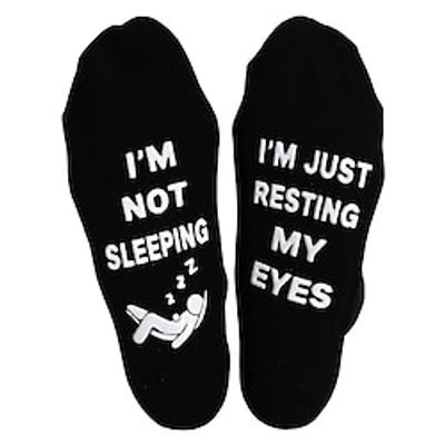 I'M JUST RESTING MY EYES, 1 Pair Novelty Funny Print Non-slip Cotton Comfy Socks, Funny Gifts For Grandpa Birthday Lightinthebox