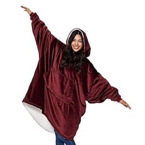 Wearable Blanket Hoodie, Oversized Sherpa Blanket Sweatshirt with Hood Pocket and Sleeves, Super Soft Warm Plush Hooded Blanket for Adult Women Men, One Size Fits All miniinthebox