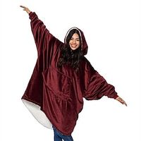 Wearable Blanket Hoodie, Oversized Sherpa Blanket Sweatshirt with Hood Pocket and Sleeves, Super Soft Warm Plush Hooded Blanket for Adult Women Men, One Size Fits All miniinthebox - thumbnail