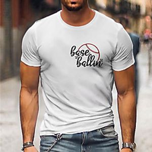 Men's Unisex Tee T shirt Shirt Hot Stamping Graphic Prints Baseball Print Short Sleeve Casual Tops Cotton Basic Designer Big and Tall White Lightinthebox