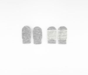 Baby Boys 2-Pair Stripe Gloves  Gray/White