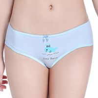 Soft Breathable Cotton Printing Mid Waist Elastic Panties For Women