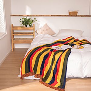Bed Blankets Solid Color Cotton Warmer Tassel Soft Blankets Lightinthebox
