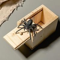 Spider Prank Box, Scary Wooden Box Spider Spoof Creative Toys, Halloween Prank Toys Christmas Gift miniinthebox - thumbnail