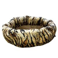 Coco Kindi Washable Donut Shape Fur Bed - Size #3 Tiger Pattern