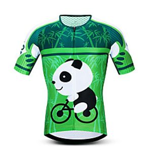 21Grams Men's Short Sleeve Cycling Jersey Summer Spandex Polyester Green Panda Bike Jersey Top Mountain Bike MTB Road Bike Cycling Quick Dry Moisture Wicking Breathable Sports Clothing Apparel Lightinthebox