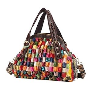 Women's Tote Diaper Bag Tote Cowhide Christmas Daily Zipper Snake Print Contrast Color Rainbow Lightinthebox