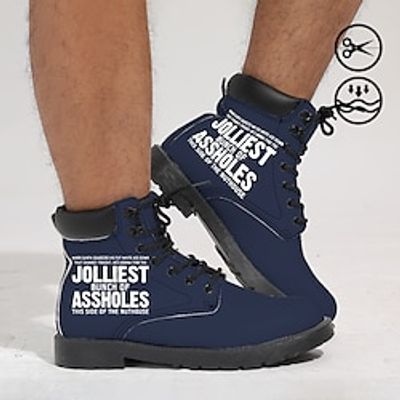 Men's Boots Print Shoes Combat Boots Casual Boots Plus Size Casual Outdoor Daily Faux Leather PU Comfortable Slip Resistant Mid-Calf Boots Lace-up Black White Yellow Spring Fall Winter miniinthebox