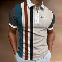 Men's Collar Polo Shirt Golf Shirt Color Block Turndown Blue Khaki Outdoor Street Short Sleeve Zipper Clothing Apparel Fashion Casual Breathable Comfortable Lightinthebox - thumbnail