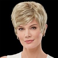 WhisperLite Wig Fresh Pixie Wig with Texturized Layers Wispy Bangs and A Feathered Nape/Multi-tonal Shades of Blonde Silver Brown and Red miniinthebox
