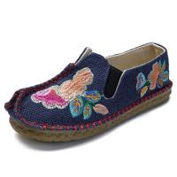 Embroidery Floral Cloth Lazy Flats - thumbnail