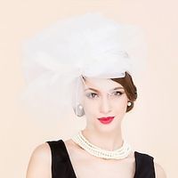 Headbands Hats Headdress Tulle Top Hat Veil Hat Wedding Tea Party Elegant Wedding With Pure Color Headpiece Headwear Lightinthebox - thumbnail