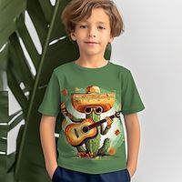 Carnival Boys 3D Cactus Tee Shirt Short Sleeve 3D Print Summer Active Vacation Fashion Polyester Kids 3-12 Years Crew Neck Outdoor Casual Daily Regular Fit miniinthebox