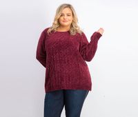 Womens Plus Size Cable-Knit Chenille Sweater  Merlot - thumbnail