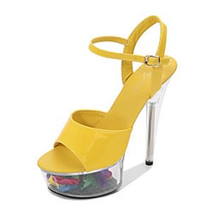 Women's Sandals Stiletto Heel Round Toe PU Buckle Solid Colored White Black Purple miniinthebox