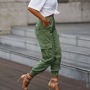 Women's Cargo Pants Pants Trousers Black Rosy Pink Army Green Hip Hop Athleisure Casual Daily Ankle-Length Comfort Plain S M L XL XXL Lightinthebox