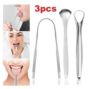 3pcsset Stainless Steel Tongue Scraper Metal Tongue Cleaner Reusable  Eco-friendly Tongue Brush Fresh Breath Lightinthebox