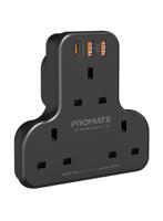 Promate Power Strip with 3250W 3 AC Outlets, 20W USB-C PD Port and Dual 20W QC 3.0 Ports, PowerHinge-3, Black