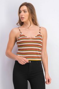 Womens Striped Tank Top  White Combo
