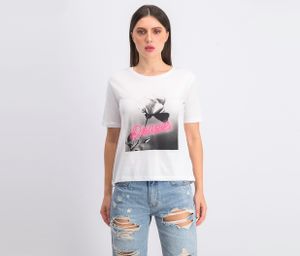 Womens Graphic Print Top  White
