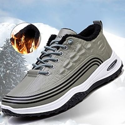 Men's Boots Winter Boots Walking Casual Daily PU Comfortable Booties / Ankle Boots Loafer Grey velvet Black plush Green velvet Spring Fall miniinthebox