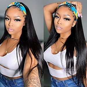 Straight Headband Wigs Human Hair Glueless Headband Wig Straight Hair Machine Made Headband Wigs for Black Women 150% Density 12-30 Inch Lightinthebox