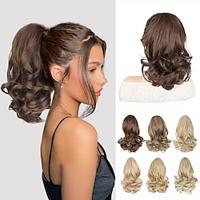 Short Ponytail Extension Brown Drawstring Ponytail for Women Curly Wavy Pony Tail Lightinthebox