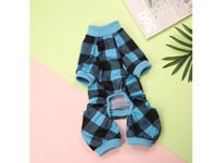 Pets Club Check Pattern Soft Jumpsuit Sleepwear For Dogs Blue - Medium
