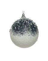 Homesmiths Christmas Bauble Foam Glitter Acrylic Beads White Blue 8cm